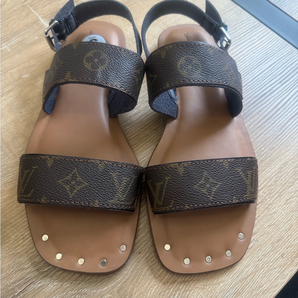 Upcycled Lv canvas  Sandals